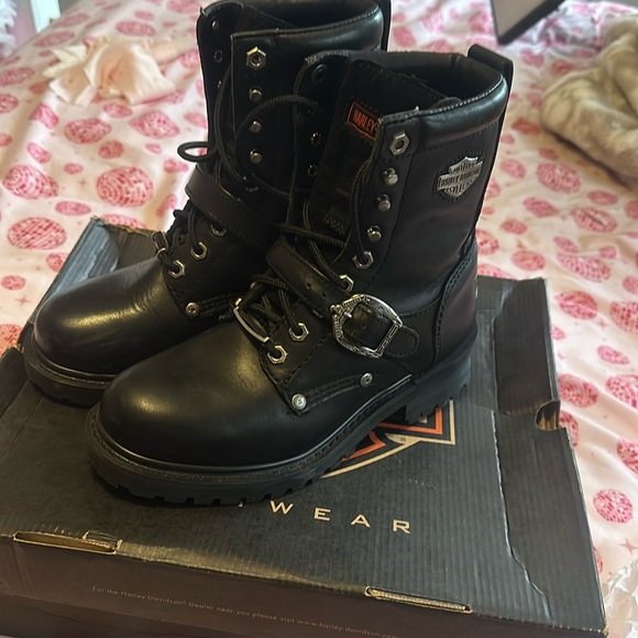 Harley-Davidson Shoes - Harley Davison, black leather tie boots